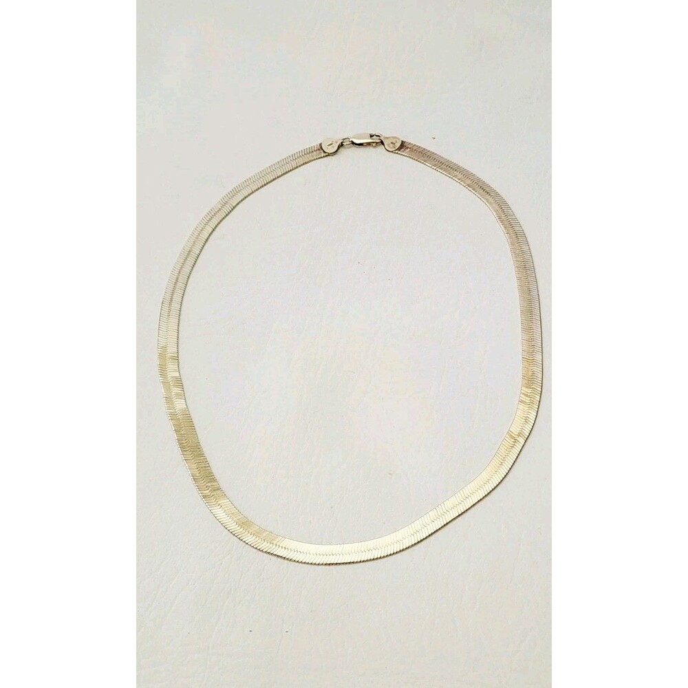 ITALY Sterling Silver Vermeil 20" Necklace 7MM Flat Omega  Chain Link Flexible